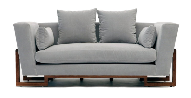 LRG Love Seat - No Tray - Artless - Sofas - Linen Blend - Mushroom - Walnut - HORNE