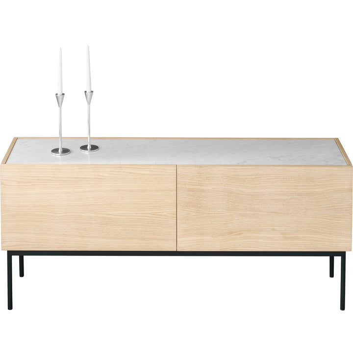 LUC 160 Sideboard With 2 Drawers - Marble Top - Asplund - Sideboards + Cabinets - White Stained Oak - P2 - Carrara Marble - White - 15 - HORNE