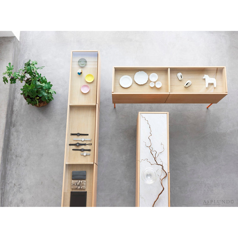 LUC 160 Sideboard With 2 Drawers - Marble Top - Asplund - Sideboards + Cabinets - White Stained Oak - P2 - Carrara Marble - White - 15 - HORNE