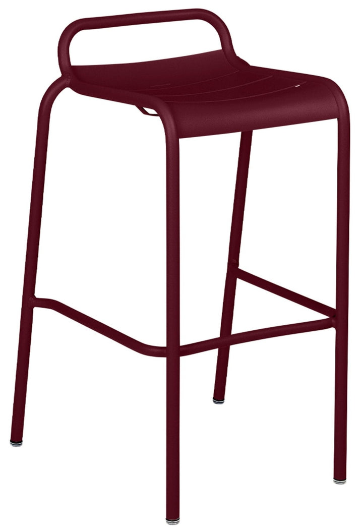 Luxembourg High Stool with Low Back - Set of 2 - Fermob - Outdoor Furniture - Black Cherry - HORNE