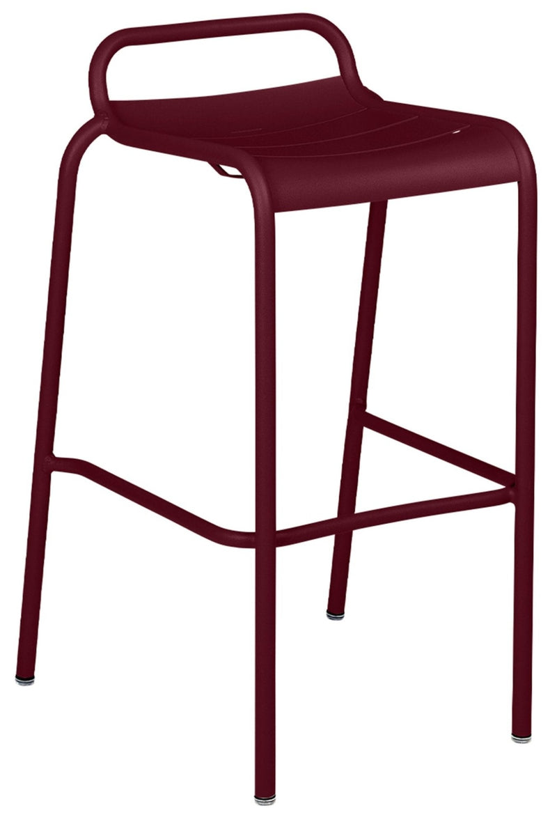 Luxembourg High Stool with Low Back - Set of 2 - Fermob - Outdoor Furniture - Black Cherry - HORNE