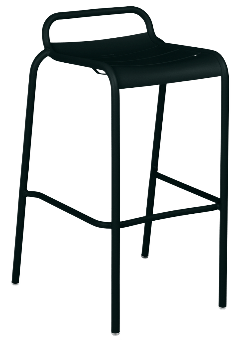 Luxembourg High Stool with Low Back - Set of 2 - Fermob - Outdoor Furniture - Black Cherry - HORNE