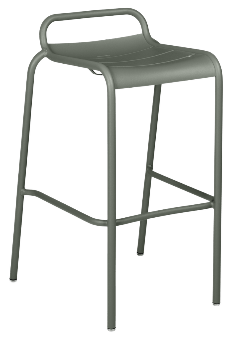 Luxembourg High Stool with Low Back - Set of 2 - Fermob - Outdoor Furniture - Black Cherry - HORNE