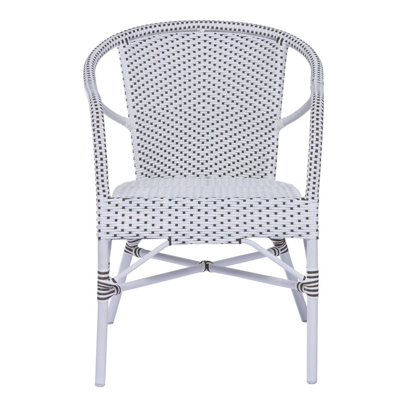 Madeleine Arm Chair AluRattan - Sika Design - Outdoor Furniture - White with Cappuccino Dots - White - HORNE