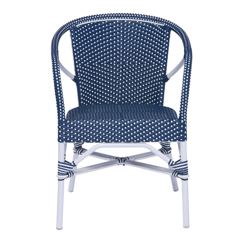 Madeleine Arm Chair AluRattan - Sika Design - Outdoor Furniture - White with Cappuccino Dots - White - HORNE