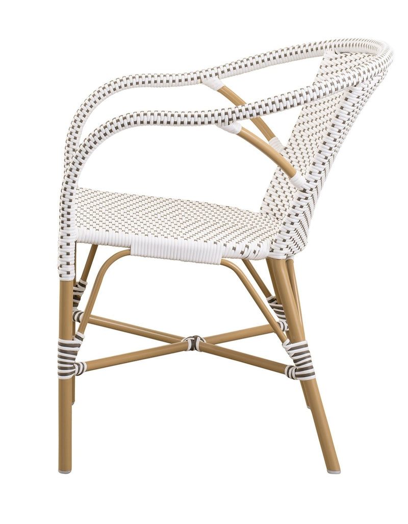 Madeleine Arm Chair AluRattan - Sika Design - Outdoor Furniture - White with Cappuccino Dots - White - HORNE