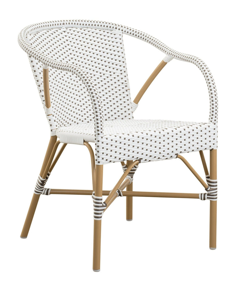 Madeleine Arm Chair AluRattan - Sika Design - Outdoor Furniture - White with Cappuccino Dots - White - HORNE