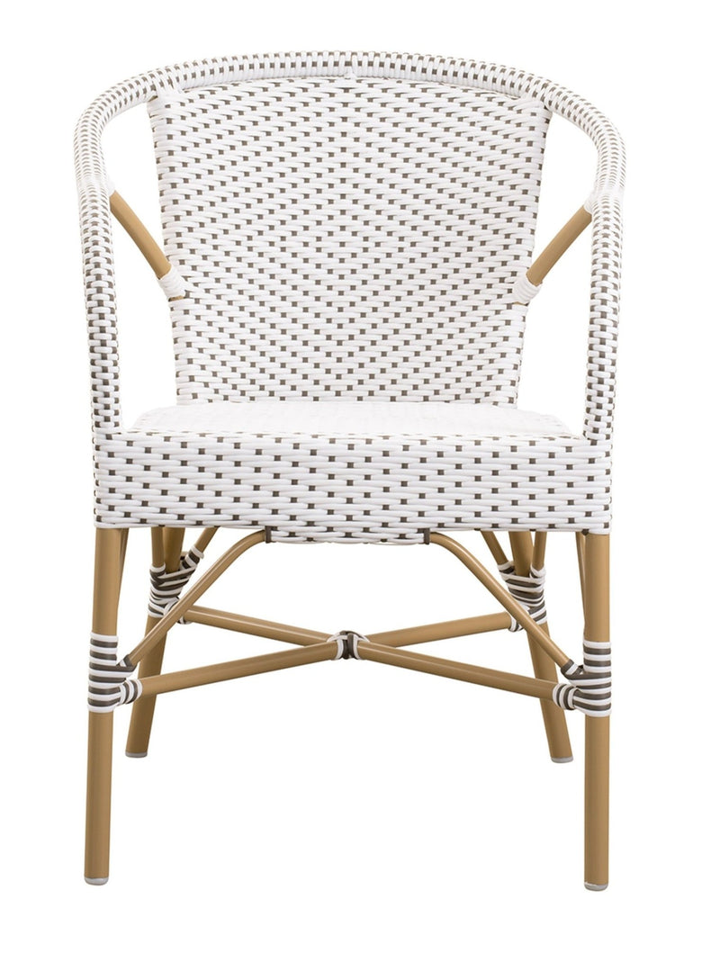 Madeleine Arm Chair AluRattan - Sika Design - Outdoor Furniture - White with Cappuccino Dots - White - HORNE