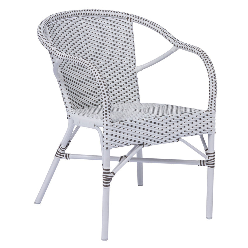 Madeleine Arm Chair AluRattan - Sika Design - Outdoor Furniture - White with Cappuccino Dots - White - HORNE