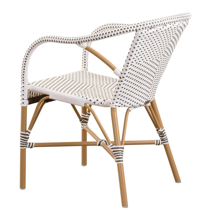 Madeleine Arm Chair AluRattan - Sika Design - Outdoor Furniture - White with Cappuccino Dots - White - HORNE