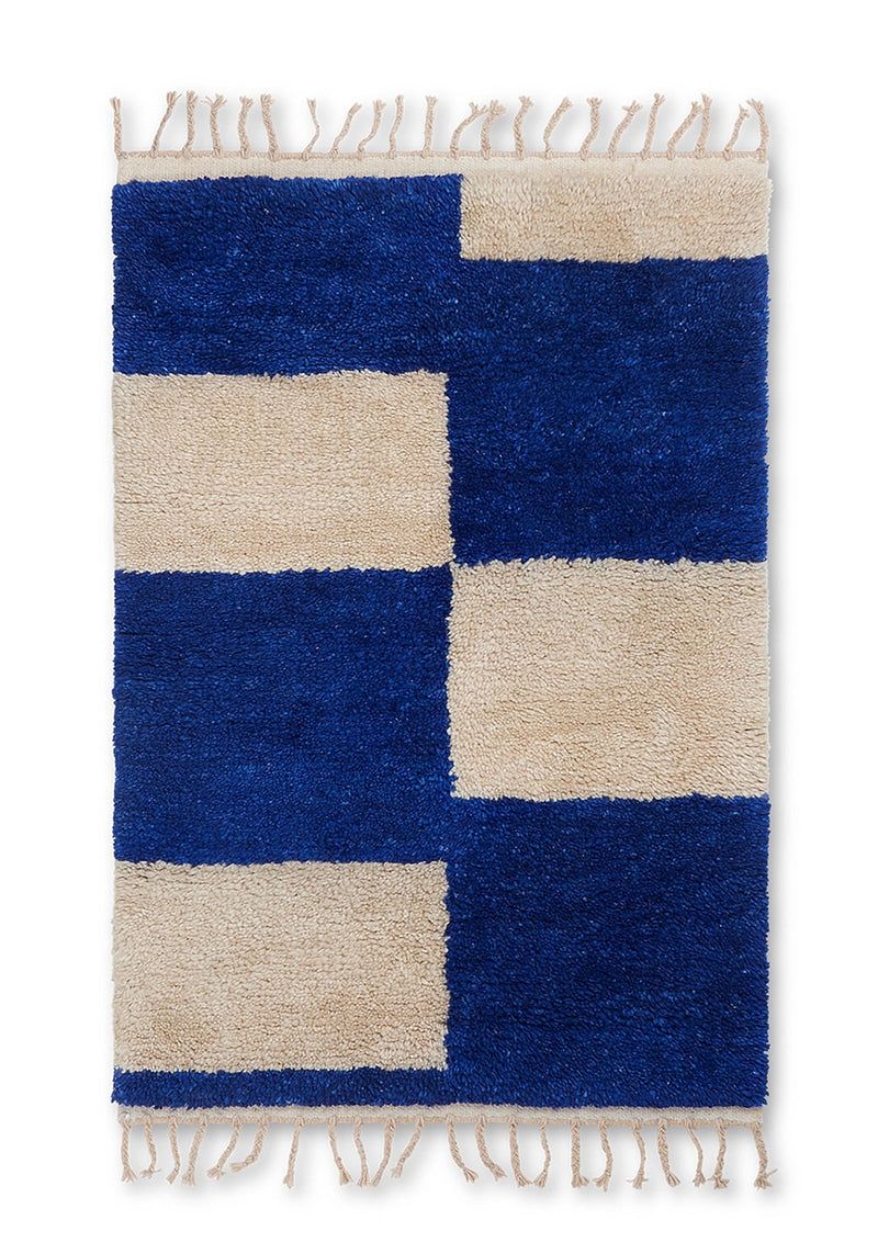 Mara Knotted Rug - Ferm Living Rugs - Small - Bright Blue/ Off - White - HORNE
