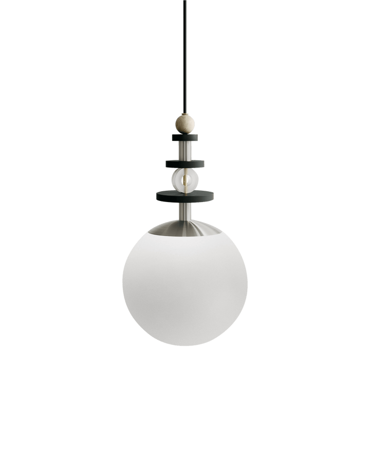 Maru Pendant - Satin Nickel - Ladies & Gentlemen - Pendants - 10" - Tall - Matte White - HORNE
