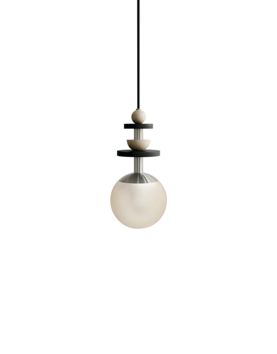 Maru Pendant - Satin Nickel - Ladies & Gentlemen - Pendants - 6" - Medium - Cream Translucent - HORNE