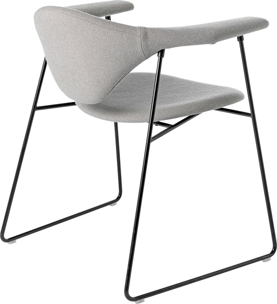 Masculo Dining Chair Upholstered - Sled Base - Gubi - Chairs - Black Matte - Gabriel Tempt - 60152 - HORNE