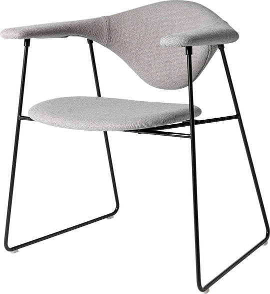 Masculo Dining Chair Upholstered - Sled Base - Gubi - Chairs - Black Matte - Gabriel Tempt - 60152 - HORNE