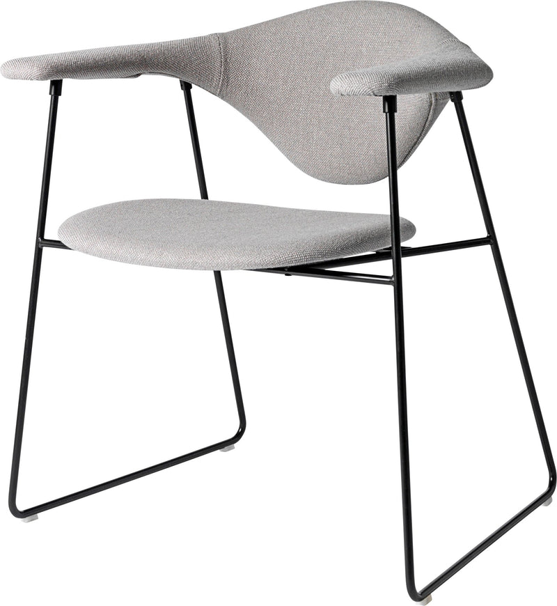 Masculo Dining Chair Upholstered - Sled Base - Gubi - Chairs - Black Matte - Gabriel Tempt - 60152 - HORNE