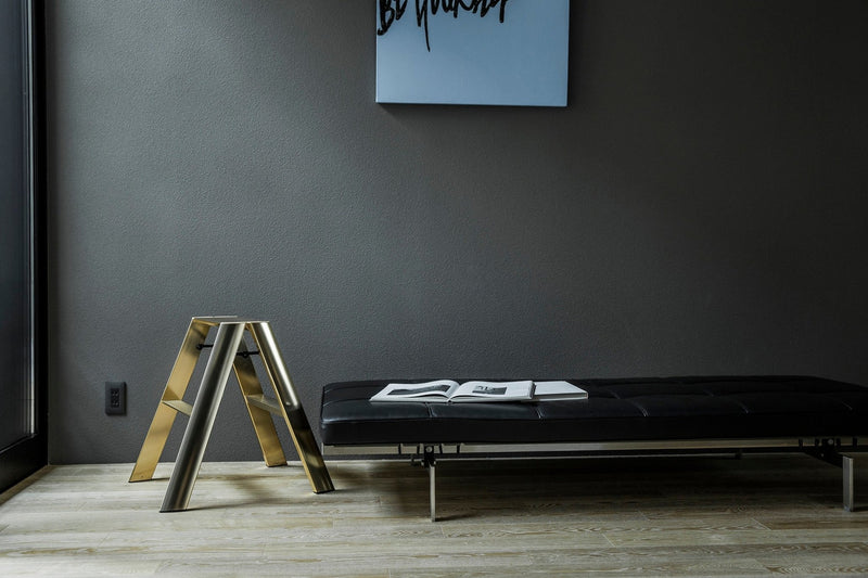 Metaphys Lucano Stepstool 2 - Step - Metallic - Hasegawa USA Inc - Ladder + Step Stool - SIlver - HORNE