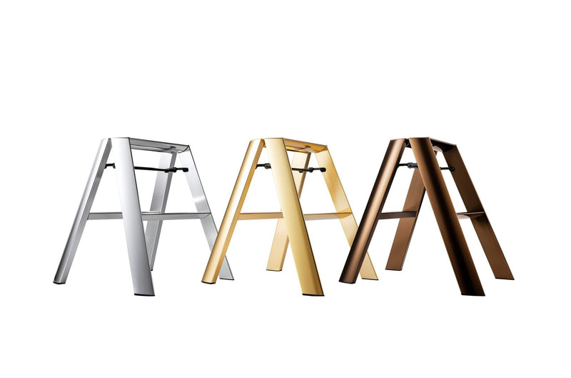 Metaphys Lucano Stepstool 2 - Step - Metallic - Hasegawa USA Inc - Ladder + Step Stool - SIlver - HORNE