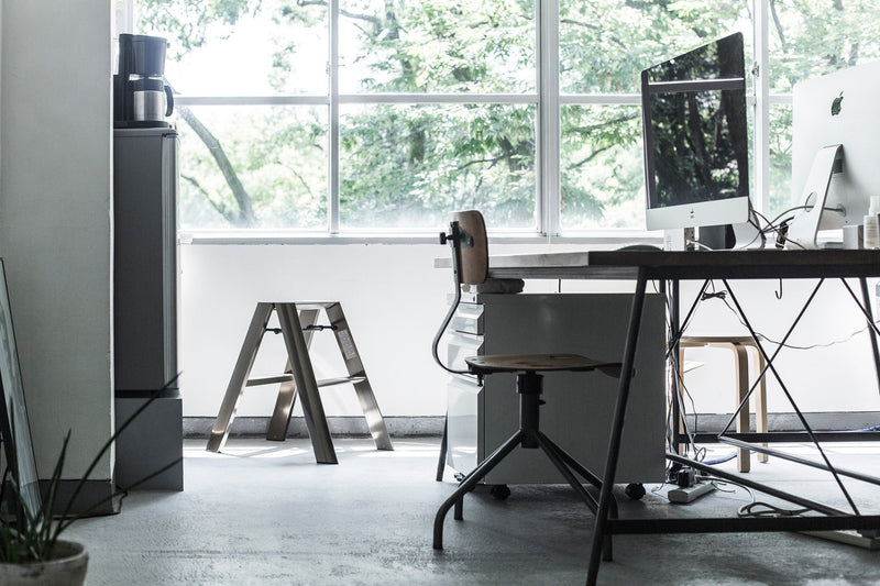 Metaphys Lucano Stepstool 2 - Step - Metallic - Hasegawa USA Inc - Ladder + Step Stool - SIlver - HORNE