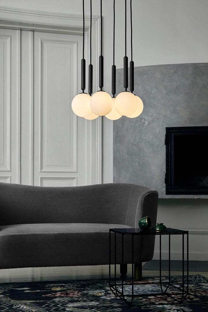 Miira 6 Chandelier - Nuura - Chandeliers - Brass/Opal White - HORNE