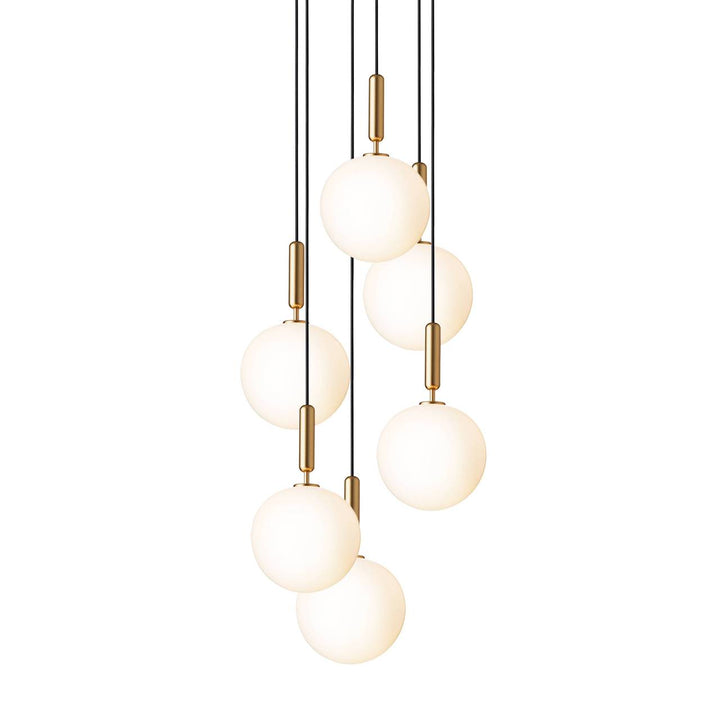 Miira 6 Chandelier - Nuura - Chandeliers - Brass/Opal White - HORNE