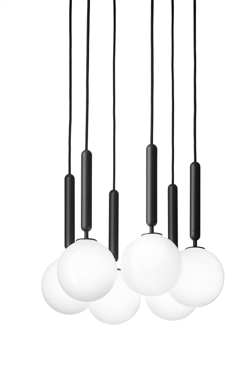 Miira 6 Chandelier - Nuura - Chandeliers - Rock Grey/Optic Clear - HORNE