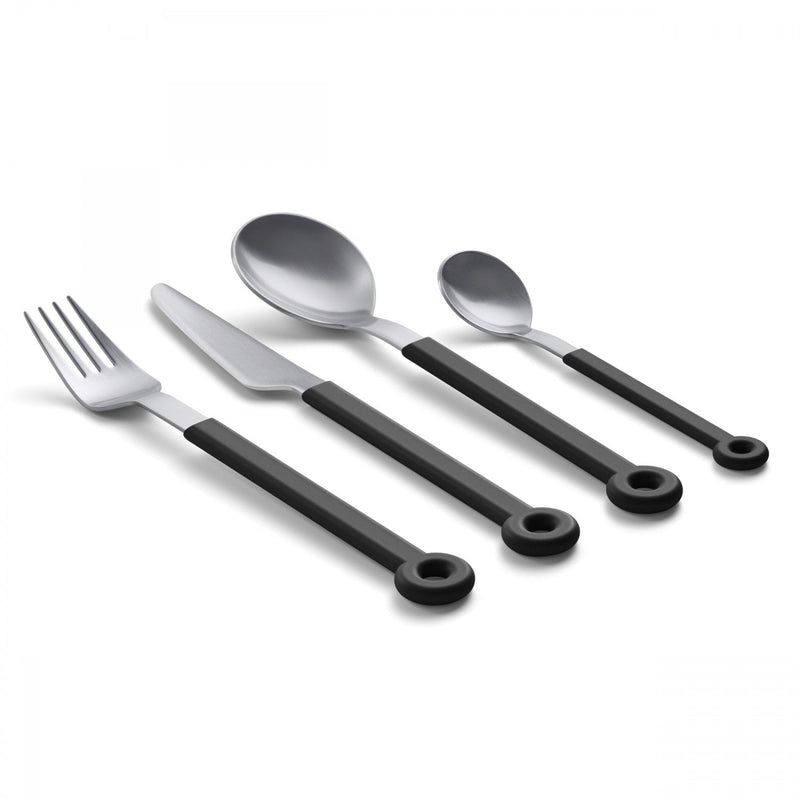 Mono Ring 24 +1 Cutlery Set Black w/ Stand - Mono - Flatware + Serving Pieces - HORNE