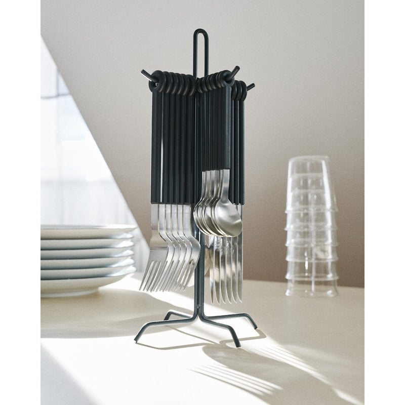 Mono Ring 24 +1 Cutlery Set Black w/ Stand - Mono - Flatware + Serving Pieces - HORNE