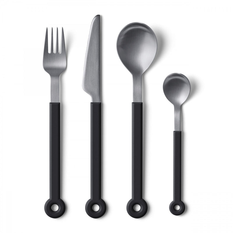 Mono Ring 24 +1 Cutlery Set Black w/ Stand - Mono - Flatware + Serving Pieces - HORNE