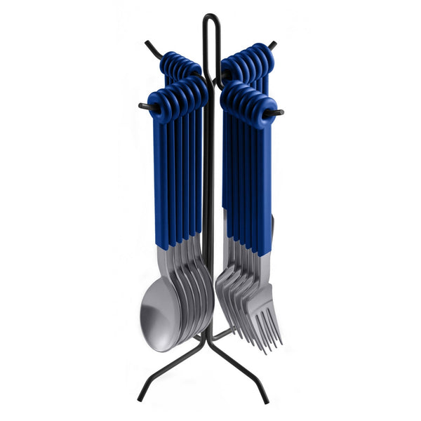 Mono Ring 24 +1 Cutlery Set Blue w/ Stand