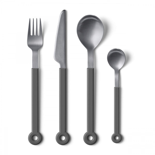 Mono Ring 24 +1 Cutlery Set Gray w/ Stand - Mono - Flatware + Serving Pieces - HORNE