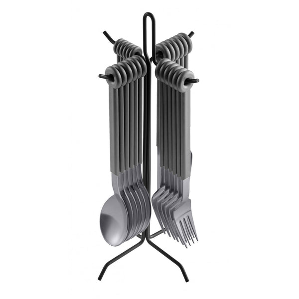 Mono Ring 24 +1 Cutlery Set Gray w/ Stand
