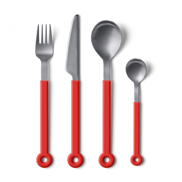 Mono Ring 24 +1 Cutlery Set Red w/ Stand - Mono - Flatware + Serving Pieces - HORNE
