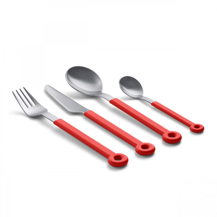 Mono Ring 24 +1 Cutlery Set Red w/ Stand - Mono - Flatware + Serving Pieces - HORNE