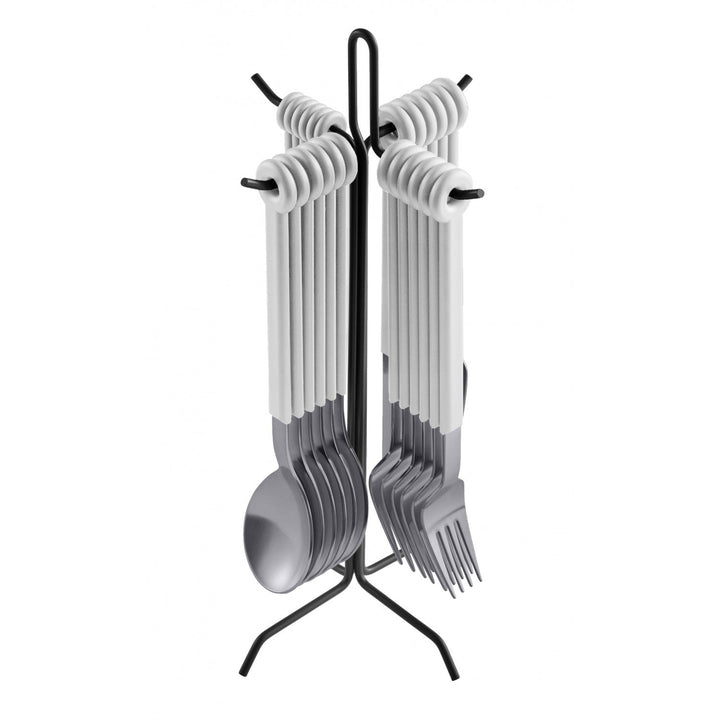 Mono Ring 24 +1 Cutlery Set White w/ Stand - Mono - Flatware + Serving Pieces - HORNE