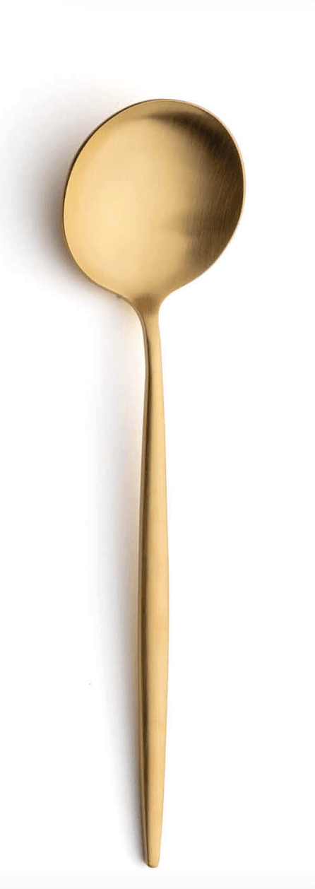 Overstock - Moon Cutlery - Brushed Gold Table Spoon - Set of 7