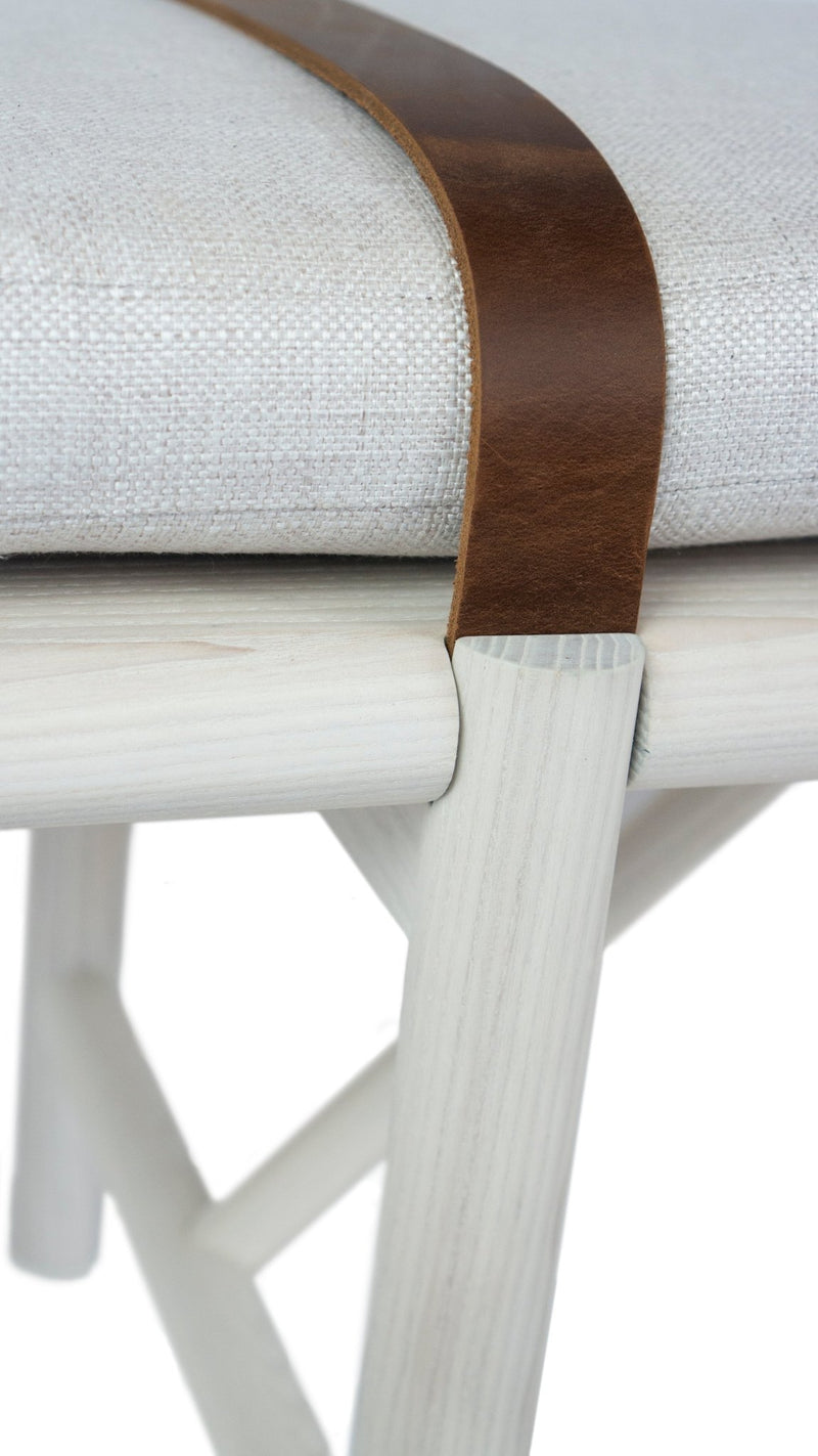 Mora Bench - Eastvold Furniture - Outdoor Furniture - White Ash - Add Natural Cushion - Add Black Leather Strap - HORNE