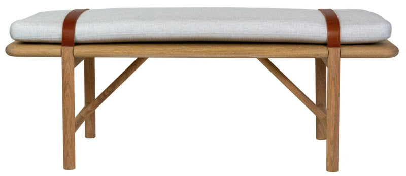Mora Bench - Eastvold Furniture - Outdoor Furniture - White Ash - Add Natural Cushion - Add Black Leather Strap - HORNE