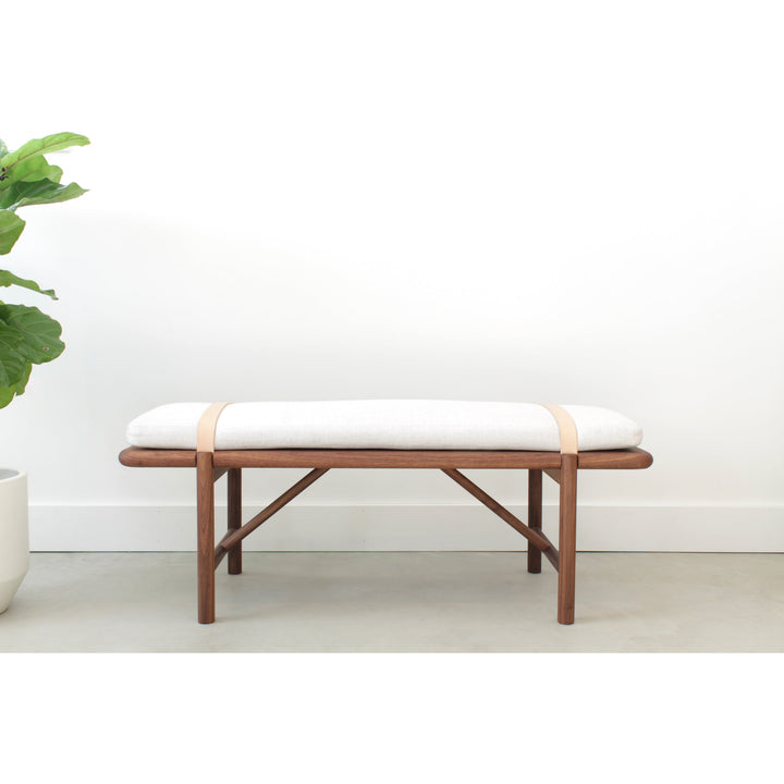 Mora Bench - Eastvold Furniture - Outdoor Furniture - White Ash - Add Natural Cushion - Add Black Leather Strap - HORNE