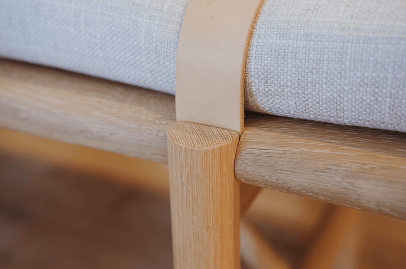 Mora Bench - Eastvold Furniture - Outdoor Furniture - White Ash - Add Natural Cushion - Add Black Leather Strap - HORNE