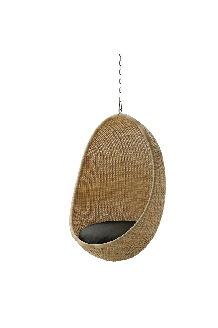 Nanna Ditzel Hanging Egg Chair Exterior - Sika Design - Outdoor Furniture - ArtFibre Natural - Sunbrella Sailcloth Seagull - With Chain + Stand - HORNE