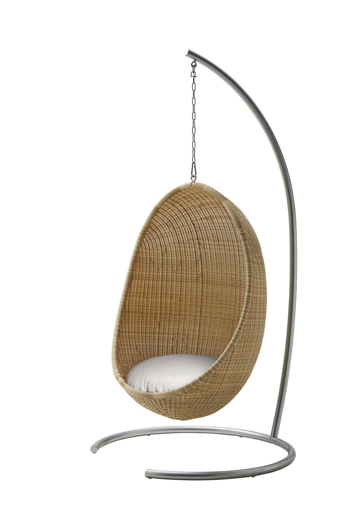 Nanna Ditzel Hanging Egg Chair Exterior - Sika Design - Outdoor Furniture - ArtFibre Natural - Tempotest White Canvas - With Chain + Stand - HORNE