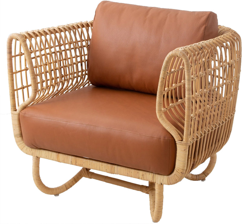 Nest Indoor Lounge Chair with Cushion - Cane Line - Chairs - Cognac Leather - HORNE