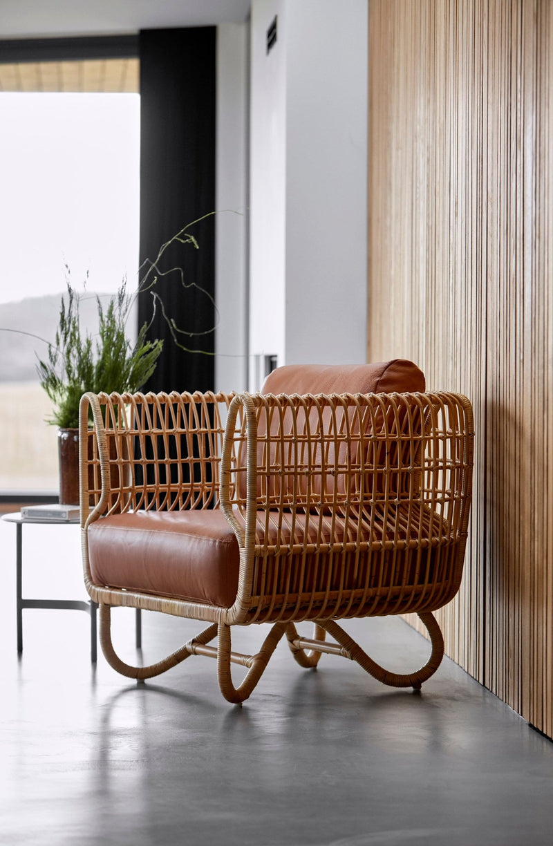 Nest Indoor Lounge Chair with Cushion - Cane Line - Chairs - Cognac Leather - HORNE