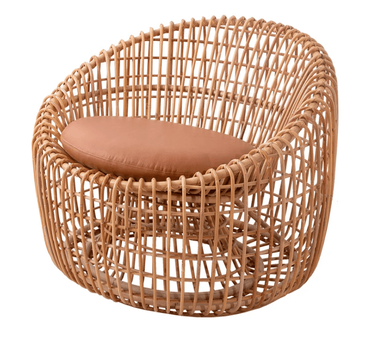 Nest Indoor Round Chair with Cushion - Cane Line - Chairs - Cognac Leather - HORNE