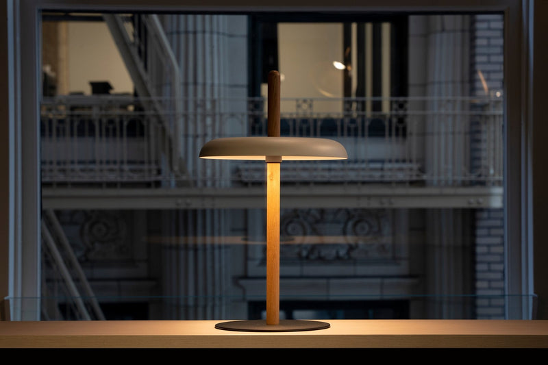 Nivél Table Lamp - Pablo Designs - Table + Task - White Oak - Black - HORNE