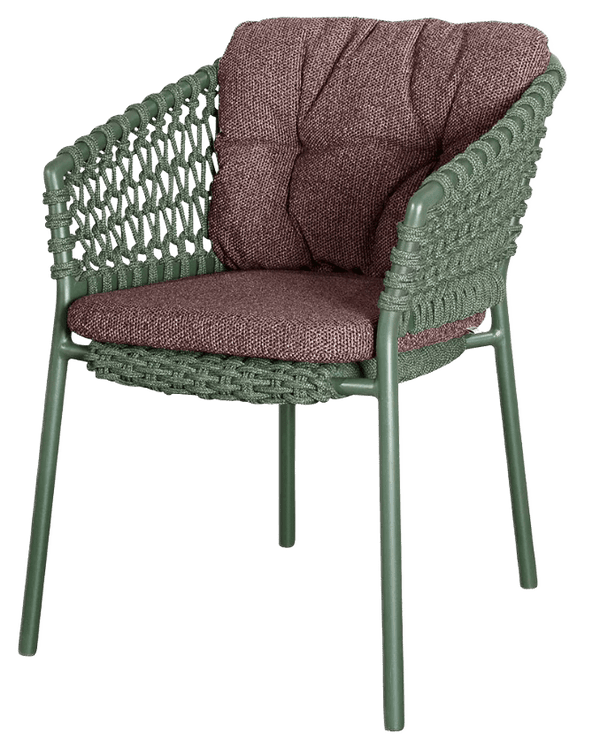Ocean Chair - Cane Line - Outdoor Furniture - Dark Green - Dark Bordeaux Wove Cushion - HORNE