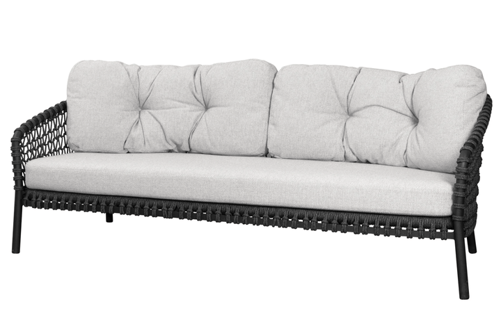 Ocean Large 3 - Seater Sofa - Cane Line - Outdoor Furniture - Dark Grey - Light Brown Wove - HORNE