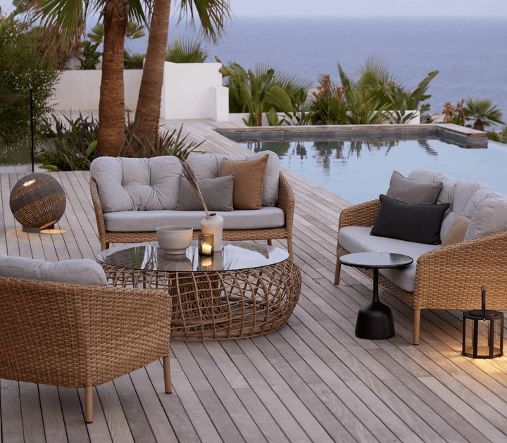 Ocean Large Lounge Chair - Cane Line - Outdoor Furniture - Dark Grey - Light Brown Cane - line Wove - HORNE