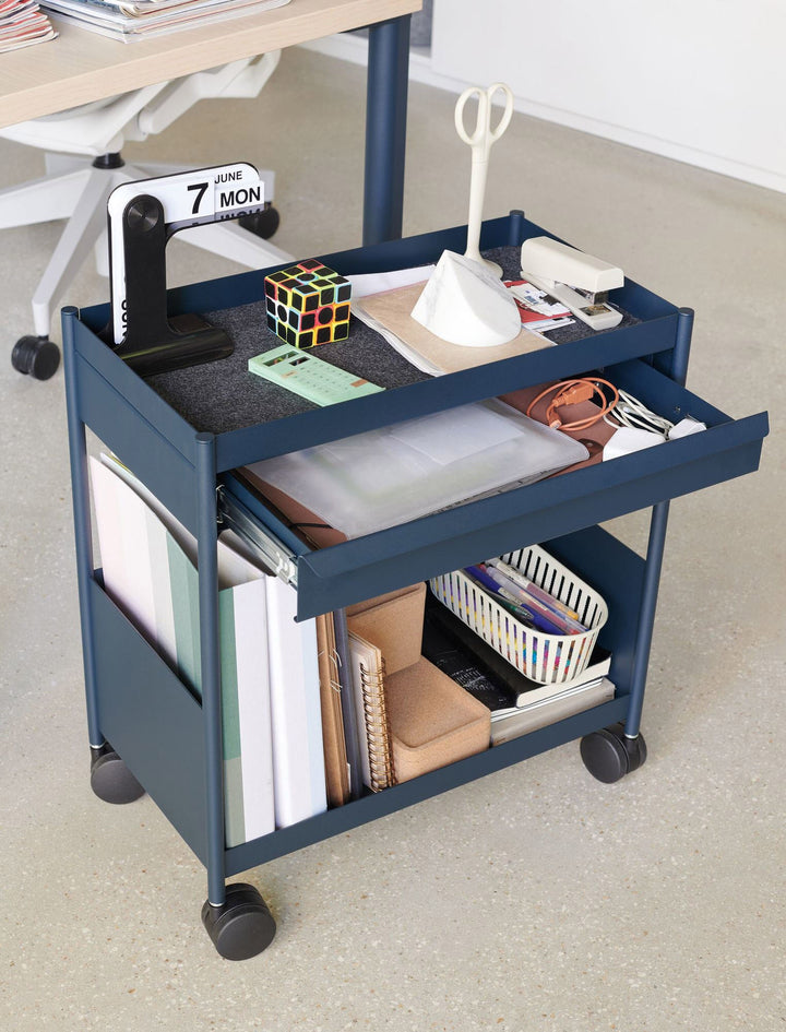 OE1™ Mobile Storage Trolley - Herman Miller® - Storage + Organization - Top Drawer/Tip - Out Filing Bin - Metallic Champagne - HORNE